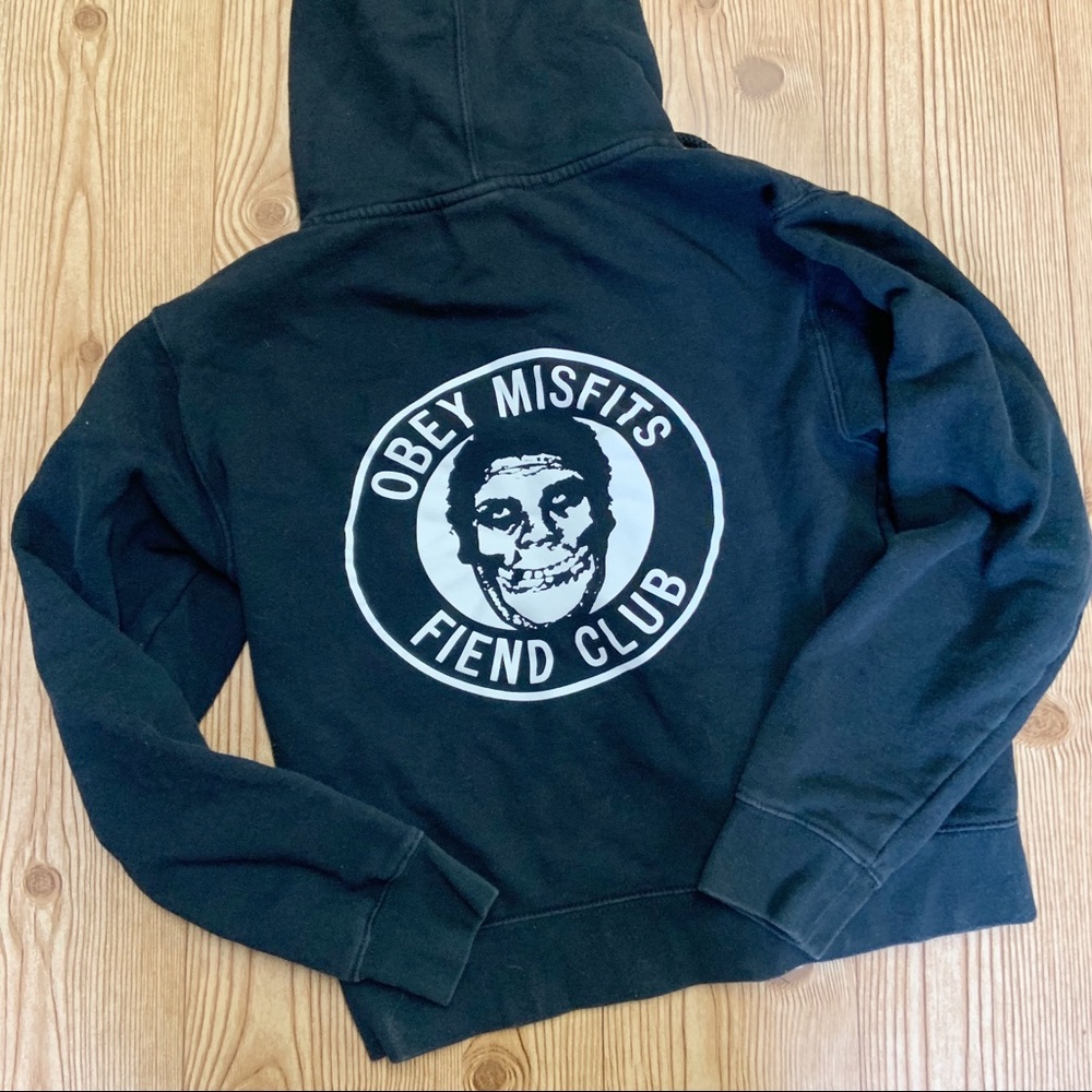 Obey X Misfits Fiend Club Black Zippered Hoodie